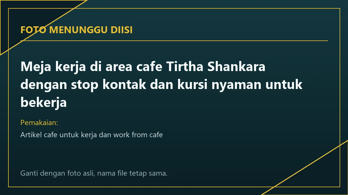Area duduk Tirtha Shankara Caringin yang nyaman untuk kunjungan makan dalam waktu lama